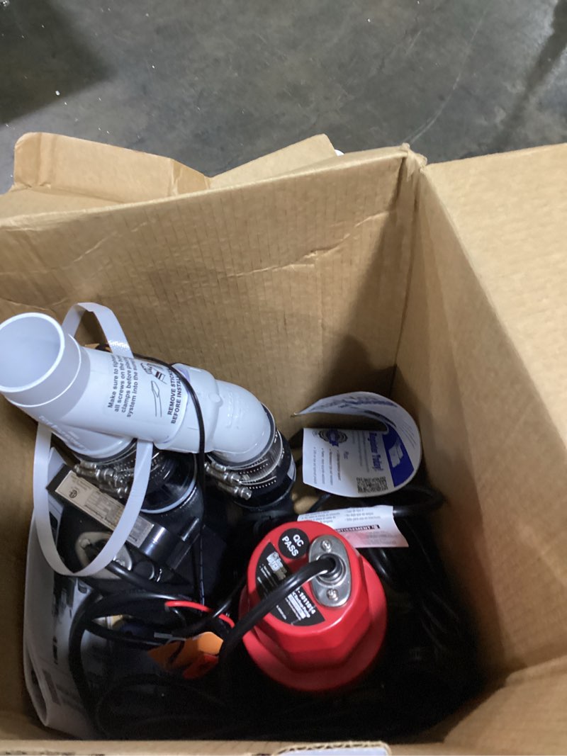 Condition photo showing As Is for basement watchdog 1/3-hp 115-volt 62-gpm cast iron submersible sump pump