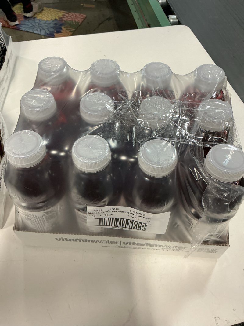 Condition photo showing New/Like New for ( best by 01/05/26 ) vitaminwater XXX Açai Blueberry Pomegranate Nutrient Enhanced Flavored Water Beverage, 20 fl oz Bottles, 12 Pack XXX Açai Blueberry Pomegranate 20 fl oz (Pack of 12)