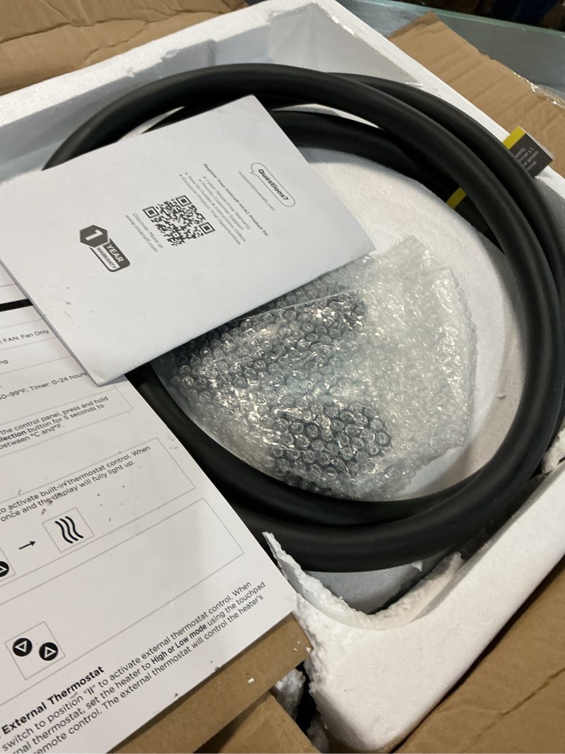 Condition photo showing Good Condition for inokraft 7,500w electric garage heater, wire: 8 awg, plug: nema 14-50p, remote, ceiling mount, digital thermostat, 240 volt, 24-hour timer, overheat protection, eco mode, ideal for garage 7500w with wire&plug&remote