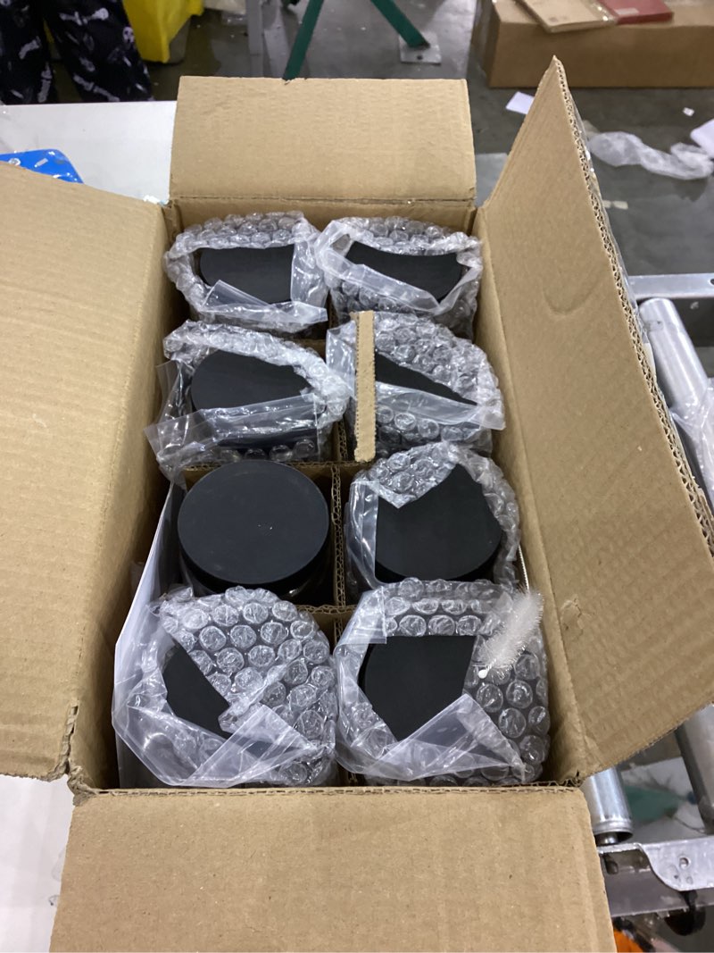 Condition photo showing As Is for [ 8 Pack ] Glass Juicing Bottles with 2 Straws & 2 Lids w Hole- 16 OZ Travel Drinking Jars, Water Cups with Black Airtight Lids, Reusable Tall Mason Jar for Juice, Bubble Tea, Smoothie, Tea, Kombucha Black Lids