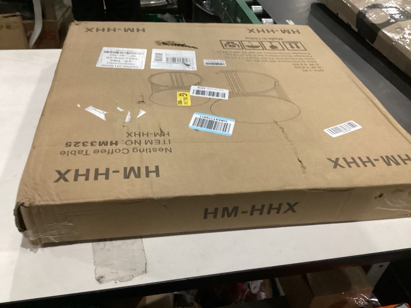 Condition photo showing New/Like New for Garden 4 you Nesting Coffee Table, 23.6" Round Coffee Table Set of 2, Wooden Nesting Table with Metal Frame, Ceter Tables for Living Room Bedroom Balcony, Rustic Brown Rustic Brown Engineered Wood