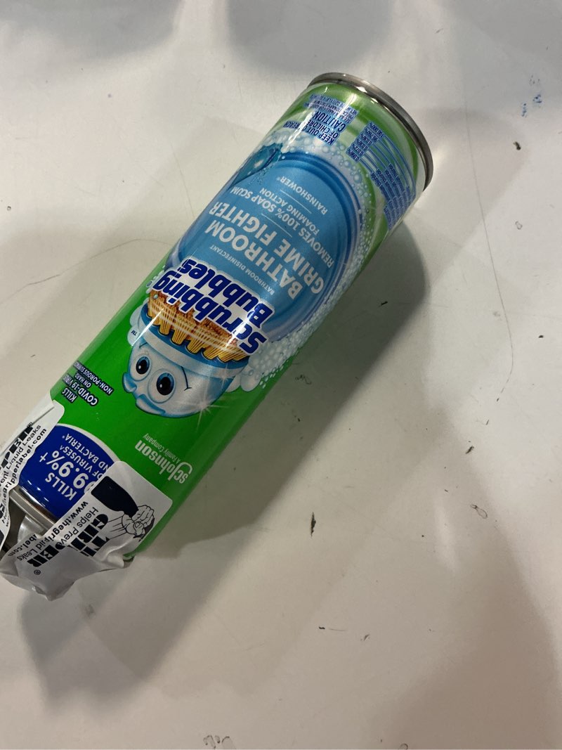 Condition photo showing New/Like New for Scrubbing Bubbles Bathroom and Shower Cleaner Disinfectant Aerosol, Foaming Action Bathroom Grime Fighter, Rainshower Scent, 20oz Rainshower 20 Ounce (Pack of 1)