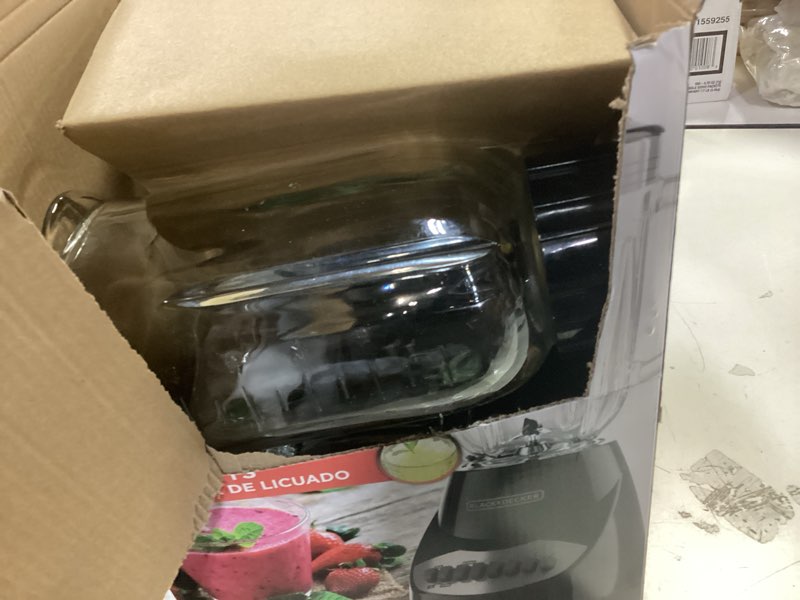 Condition photo showing As Is for BLACK+DECKER Countertop Blender with 6-Cup Glass Jar, 10-Speed Settings, Black, BL2010BG
