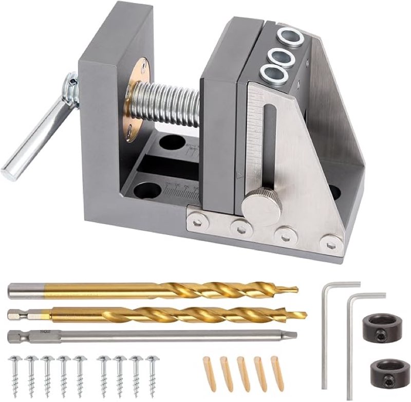 Kosmi Pocket Hole Jig Kit,Adjustable Professional and Upgraded All-Metal Pocket Screw Jig,Drill accu