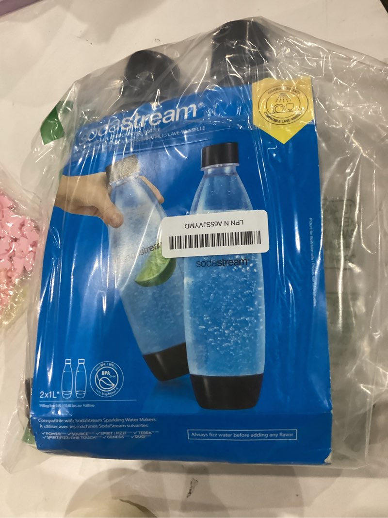 Condition photo showing As Is for sodastream 1L Twin Pack Dishwasher Safe Slim Bottle (Black) Black 1L Pack of 2