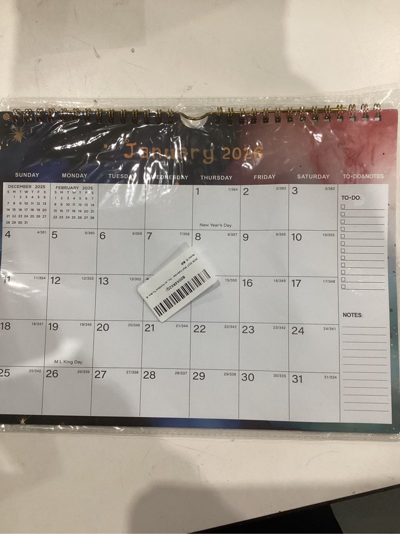 Condition photo showing New/Like New for 2026-2027 Wall Calendar - Includes January 2026 to June 2027, 18-Month Paper Wall Calendar 11 x 8.5 Inches.Thick Paper with Julian Dates and Block for New Year and Christmas Holidays To-dos ? Notes (I)