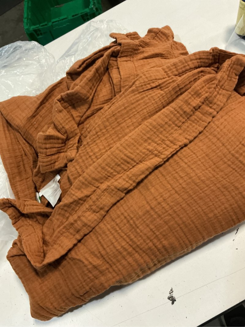 Condition photo showing As Is for quince organic airy gauze blanket, full/queen, terracotta