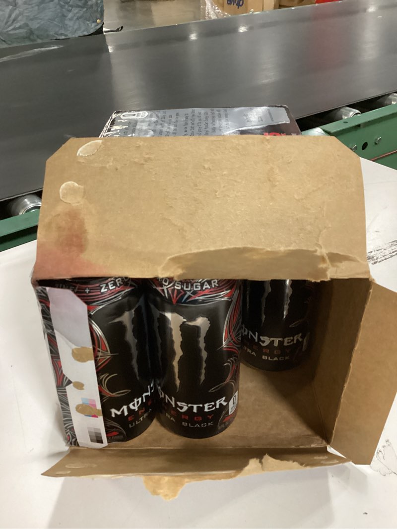 Condition photo showing As Is for (Date expiration unknown)Monster Energy Ultra Black, Sugar Free Energy Drink, 16 Ounce (Pack of 15) Ultra Black 15 Pack