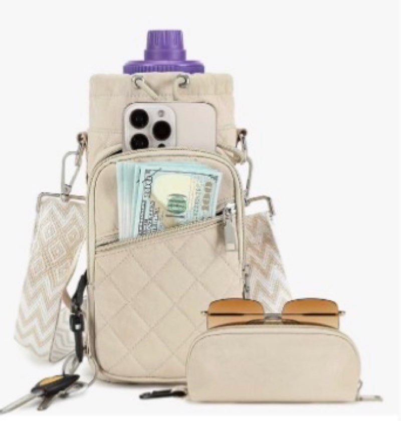 AGLOD Water Bottle Carrier Bag with Strap, Water Bottle Holder Crossbody Bags for Women Men for Walk