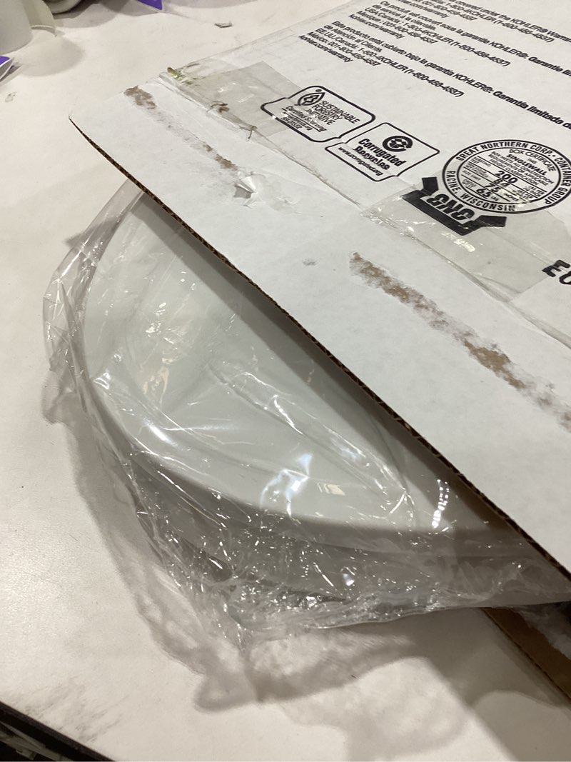 Condition photo showing Good Condition for kohler k-4774-0 brevia elongated white toilet seat with quick-release hinges and quick-attach hardware for easy clean, white