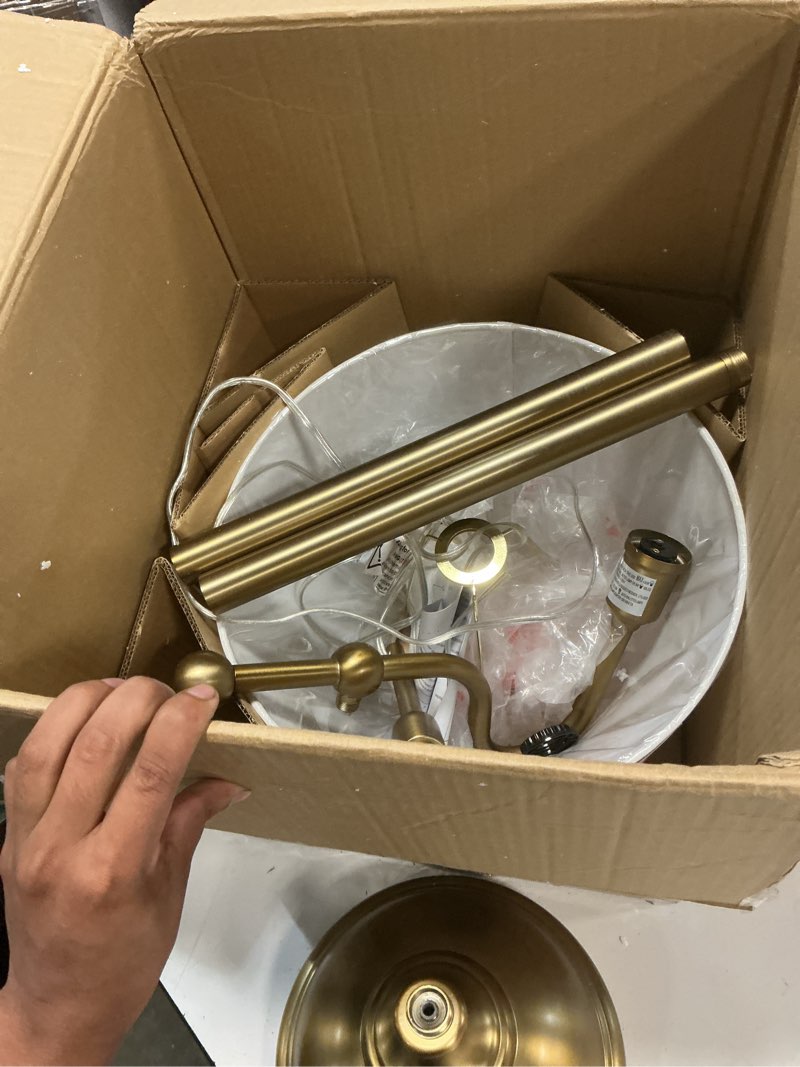 Condition photo showing New/Like New for wellesley 63" tall floor lamp with fabric shade in brass/white