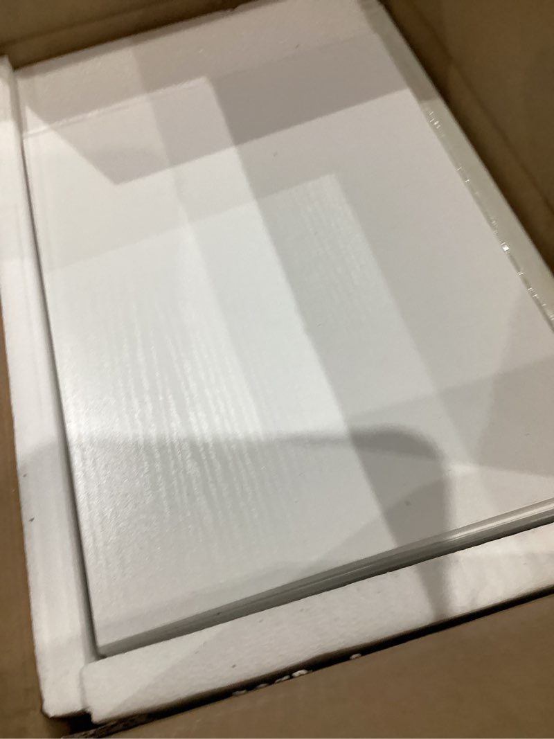 Condition photo showing As Is for Furologee White Entryway Table, 38'' Console Sofa Table with 3 Fabric Drawers, Industrial Entry Way Table with Storage Shelves, Display Shelf for Living Room, Hallway, Entrance, Foyer 38Inch No Outlet & Light White