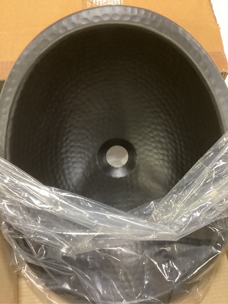 Condition photo showing Good Condition for Monarch Abode Bathroom Sink – 17-Inch Oval Drop In Bathroom Sink, Top Mount Hand Hammered Matte Black Vanity Sinks for Countertop, Powder Room, Guest Bath or Restroom, Drop in Sinks for Bathrooms