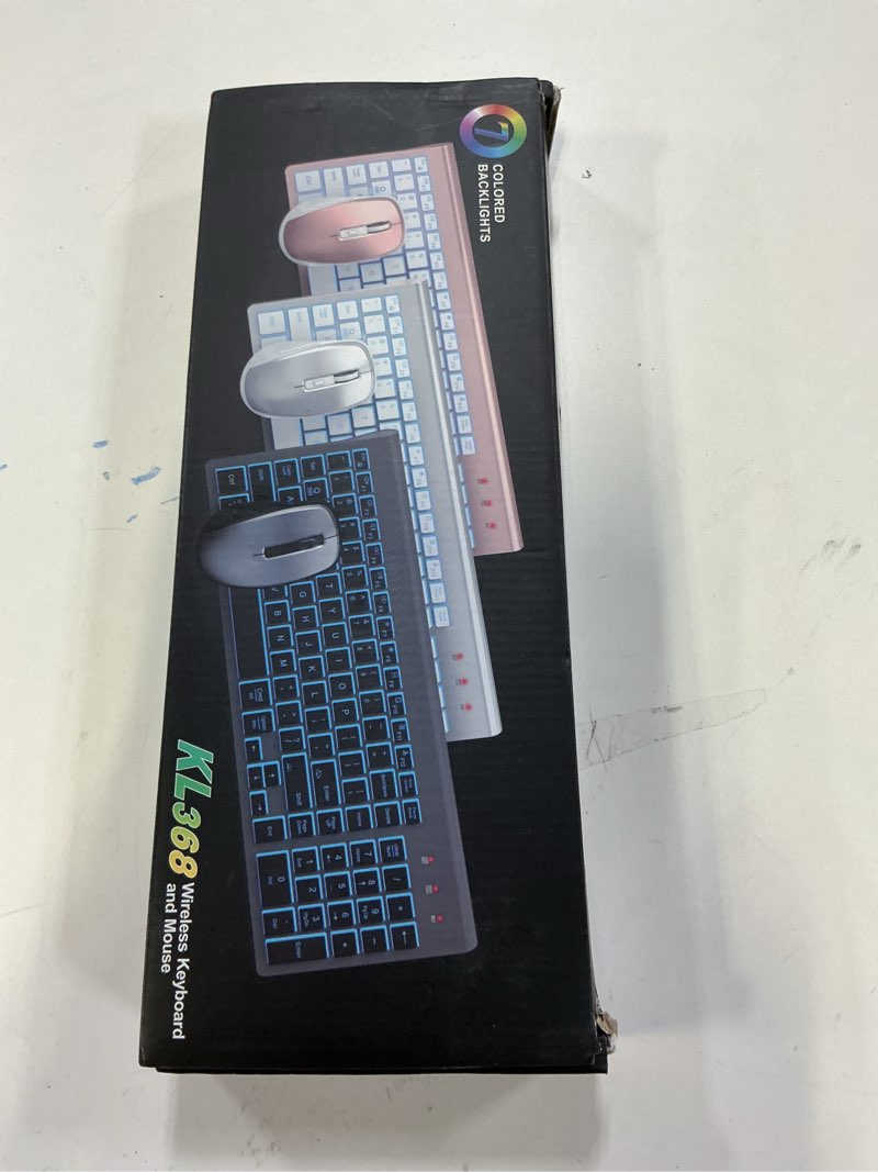 Condition photo showing New/Like New for SABLUTE Wireless Keyboard and Mouse Combo Backlit - Compact Quiet Keyboard with RGB Mouse, Rechargeable, Slim, Sleep Mode, Portable Cordless Keyboard Mouse Set for Mac, Windows, Laptop (Space Gray)
