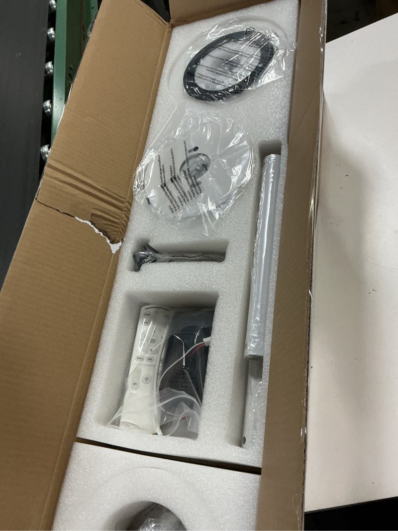 Condition photo showing New/Like New for 52" Ceiling Fans with Light with Remote Control Ceiling Fans with 3 Wood Blades, Solid Wood Ceiling Fan Indoor Outdoor for Dining Room, Living Room, Office, Farmhouse etc.… White + Original Wood 52-inch