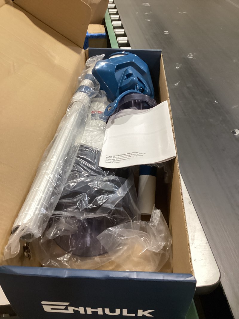 Condition photo showing As Is for pool vacuum for above ground pool with a telescopic pole, running time up to 1h, handheld rechargeable pool cleaner with powerful suction up to 18.5 gallons/min, ideal for leaves & debris, pc10 pc10 blue