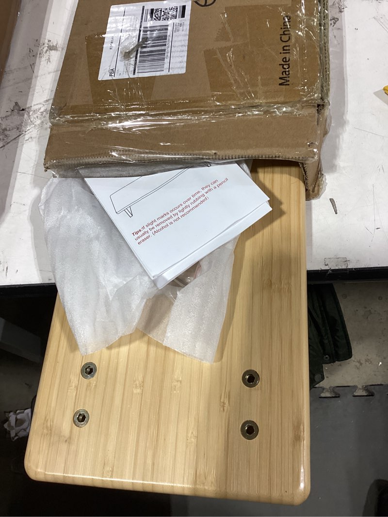 Condition photo showing Good Condition for bamboo monitor stand riser with acrylic legs for desk, 31.5 inches desktop shelf supports for pc computer monitor, laptops, printer, speakers (natural)