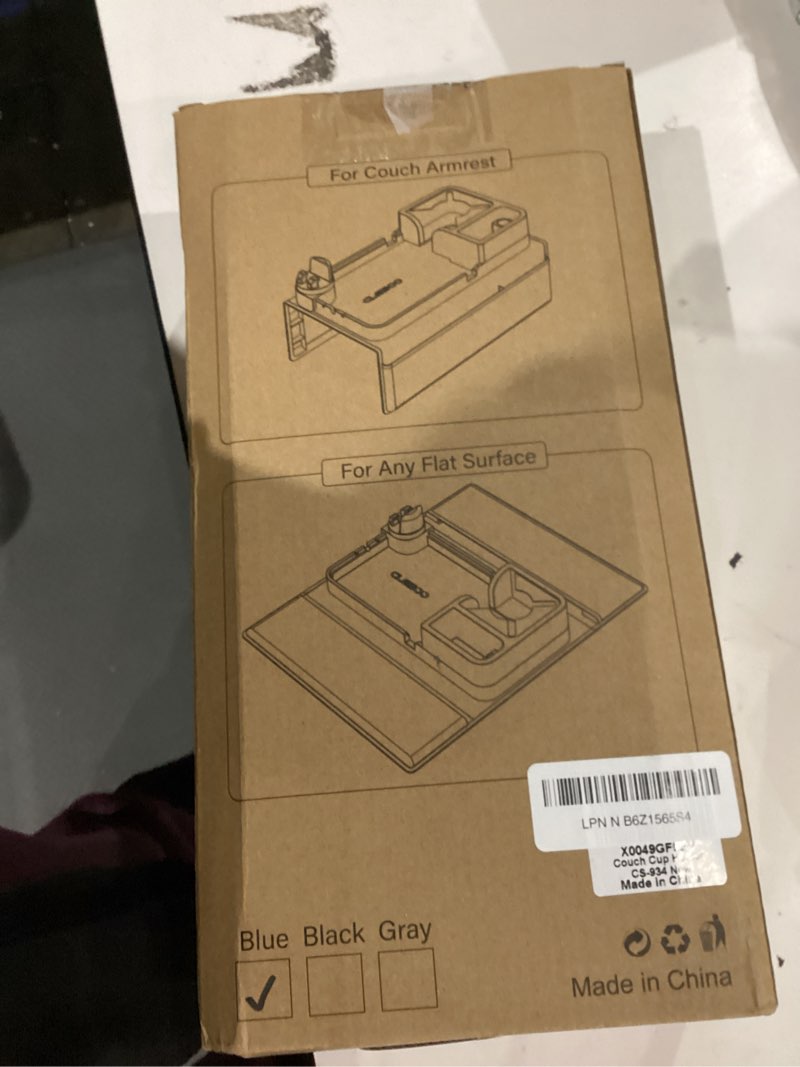 Condition photo showing New/Like New for Couch Arm Cup Holder CLESOO Couch Arm Tray Anti-Slip Couch Cup Holder Silicone Sofa Armrest Tray Dual Side Pocket Couch Drink Holder Sofa Caddy Arm Remote Holder Snack Caddy with Phone Holder Blue