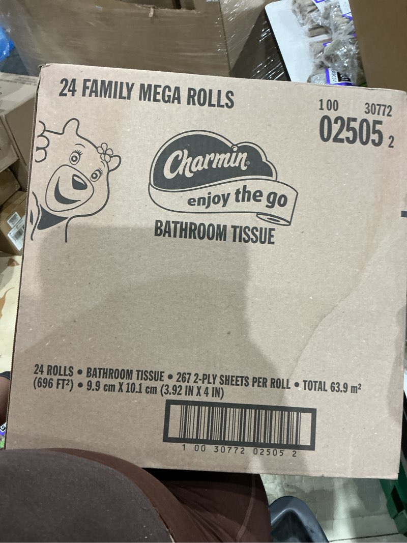 Condition photo showing New/Like New for charmin ultra soft cushiony touch toilet paper, 24 family mega = 123 regular rol