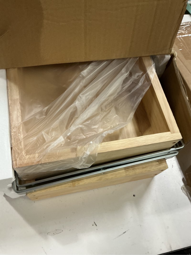 Condition photo showing Good Condition for 2 tier pull out cabinet organizer, 11"w x 21"d solid wood heavy-duty base bottom assembly slide out drawer shel cabinet organization for kitchen, pantry, bathroom 2 tier-11*21 in