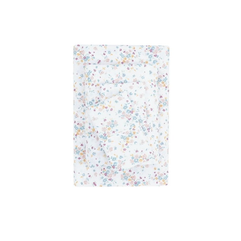 mainstays super soft brushed microfiber bed sheet set, white floral, full, 4 piece