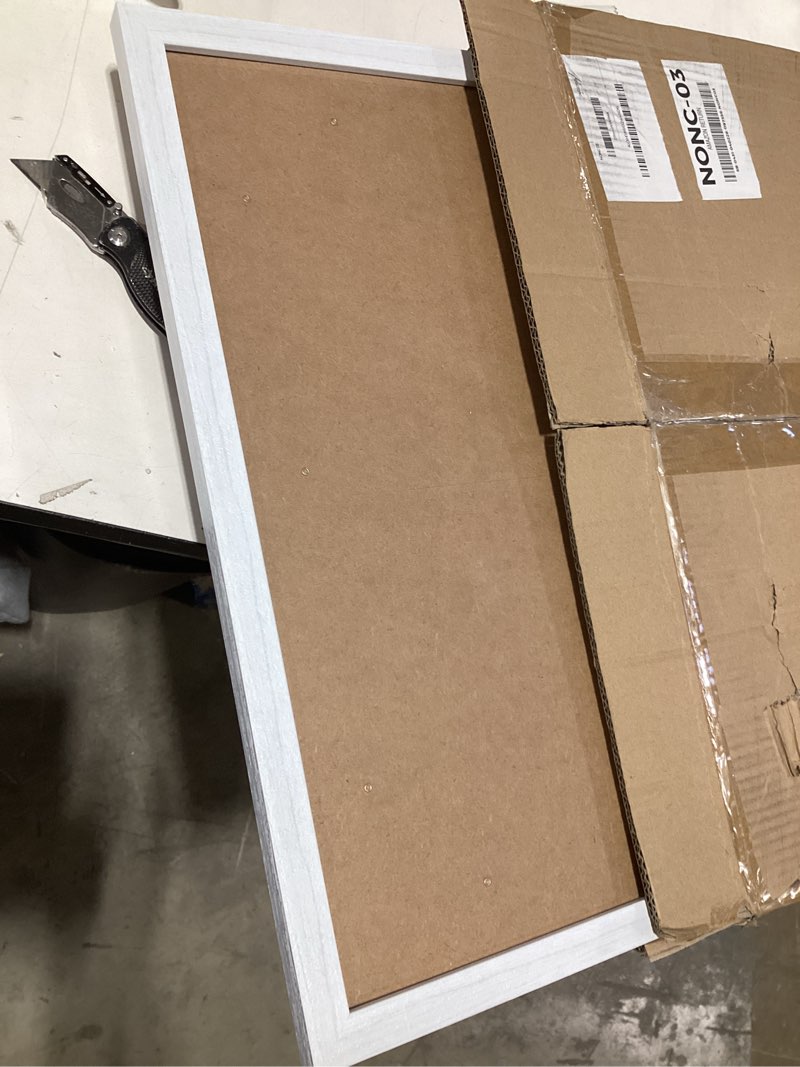 Condition photo showing Good Condition for white 20x27 frame set of 3 - rustic woodgrain 20 x 27 poster frame with plexiglass for wall gallery display, 20x27 picture frame for puzzles, artwork, photos and posters - ideal christmas day 20x27 in white
