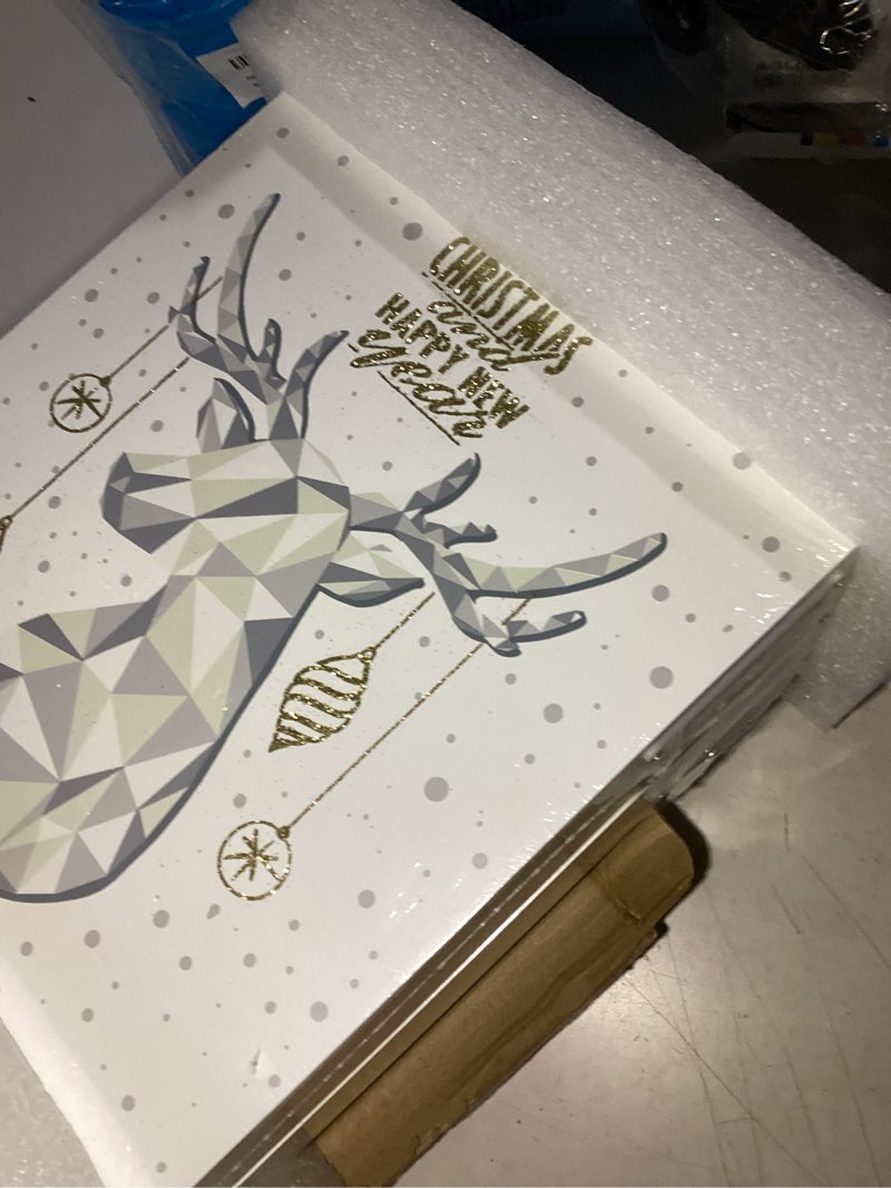 Condition photo showing New/Like New for PIONEER-EFFORT Wooden Christmas Advent Calendar Book with LED-lit Winter Forest Scene - 24 Drawer Countdown with Fine Silver Reindeer & Snow Design - Decorative & Functional Gift Storage for Kid