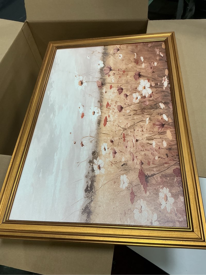 Condition photo showing Good Condition for Gold Framed Wall Art Vintage Floral Canvas Art Farmhouse Spring Picture Wildflower Wall Decor Antique Prints Rustic Botanical Paintings Landscape Artwork for Bedroom Living Room 16x24 Inch Vintage flowers 2 Framed 16"x24"