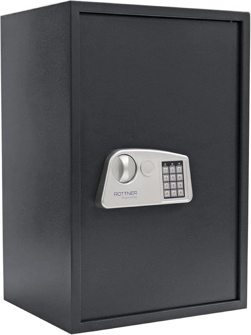 Currently unavailable. We don't know when or if this item will be back in stock. Delivering to Dubai - Update location Add to List                    ROTTNER TRESOR Furniture Safe Jupiter 5 Electronic Lock Mechanical Emergency Opening Anthracite W x H x D 45 x 67 x 36 cm Removable Shelf Felt Insert Including Mounting Material Touch the image to zoom in ROTTNER TRESOR Furniture Safe Jupiter 5 Electronic Lock Mechanical Emergency Opening Anthracite W x H x D 45 x 67 x 36 cm Removable Shelf Felt Insert Including Mounting Material Brand: ROTTNER TRESOR