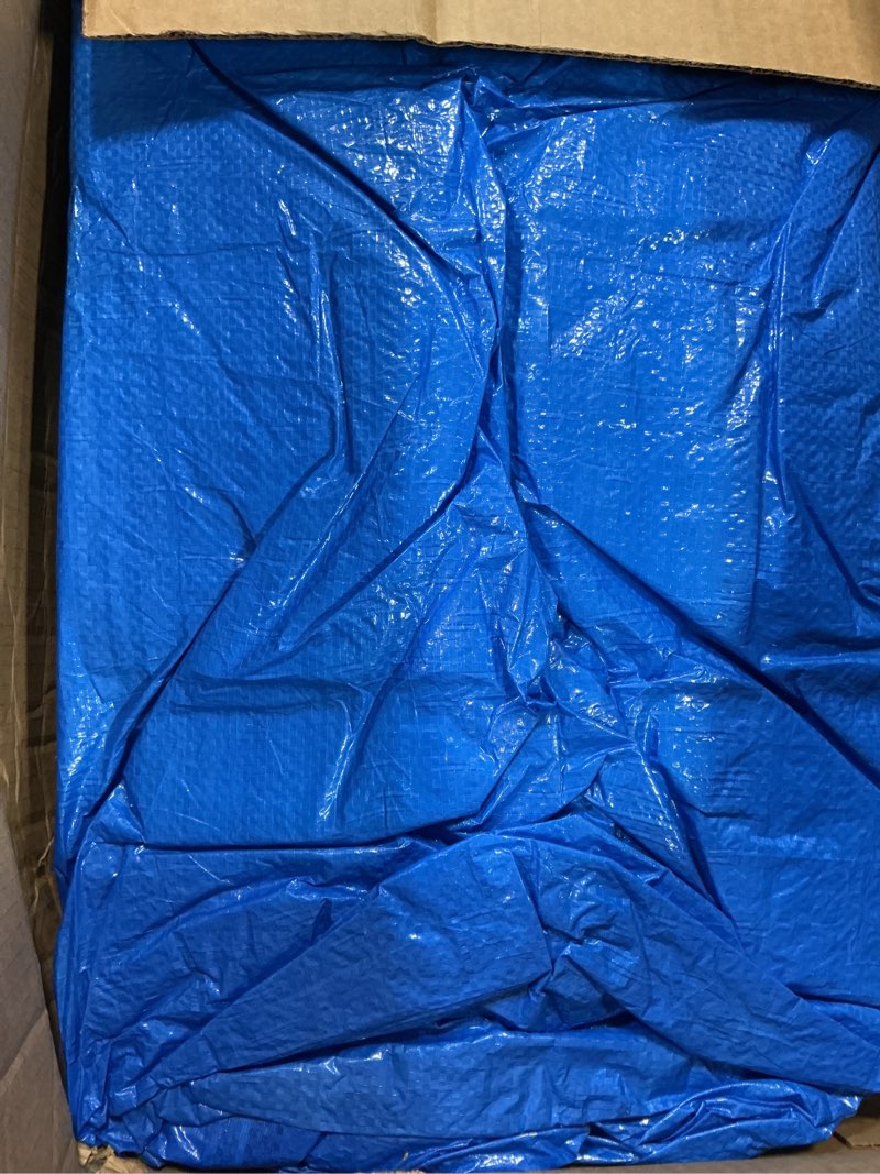 Condition photo showing As Is for 8' x 10' blue tarp with grommets reinforced - 5 mil thick - durable uv resistant plastic tarps waterproof - large tarpaulin cover for outdoor camping over/under tent tarp rv roof rain - zebro 8' x 10 blue