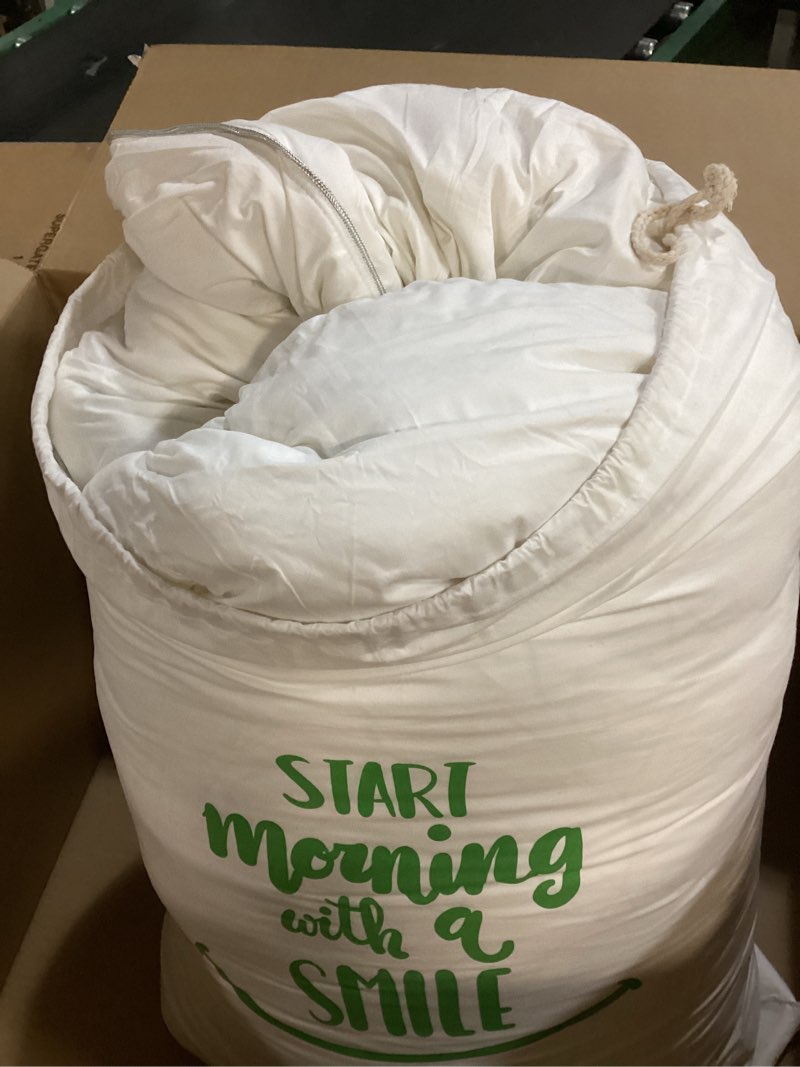 Condition photo showing As Is for L LOVSOUL Down Comforter King Size, 850+ Fill Power Hotel Style Bedding Comforter, 1200TC, Fluffy Ultra Soft All Season White Duvet Insert with 8 Corner Tabs