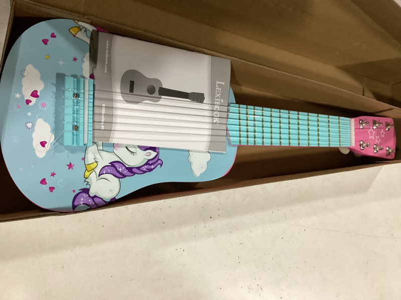 Condition photo showing New/Like New for lexibook unicorn wooden guitar