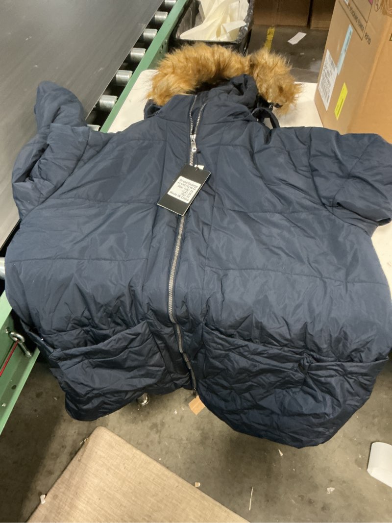 Condition photo showing Good Condition for soularge women's plus size winter thickened mid length puffer coat (navy,3x)
