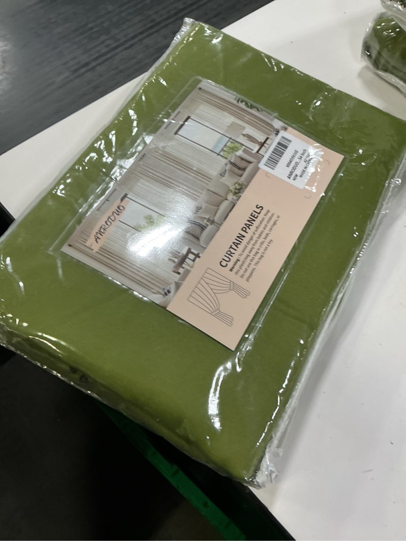 Condition photo showing New/Like New for ANRODUO Rod Pocket and Back Tab Pleated Blackout Curtains with Hooks, Rings, Green Curtains 84 Inches Long 2 Panels, Thermal Insulated Room Darkening Living Room Bedroom Curtain, 42x84 Inches 42"W x 84"L (Pack of 2) Olive Green