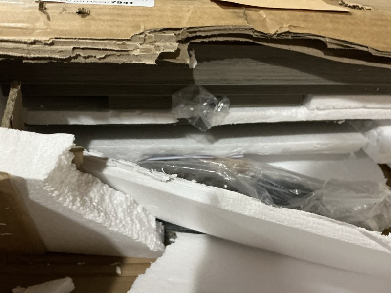 Condition photo showing Good Condition for Garvee Gaming TV Stand for Up to 65 Inch TV, Entertainment Center with Adjustable Shelves & Cable Management, Sturdy Media Console for PS5/Xbox, Gaming Room Furniture in White & Black New Farmhouse White & Black