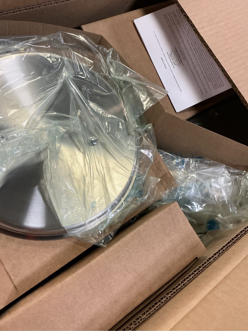 Condition photo showing New/Like New for tramontina signature tri-ply clad stainless steel 8-piece cookware set with lids, pots and pans kitchen set, induction-ready, dishwasher-safe, nsf-certified, made in brazil