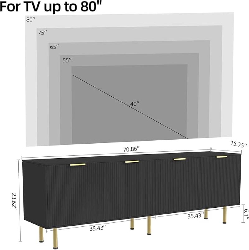 Condition photo showing Good Condition for simliar item  black tv stand for tvs up to 80 inch,tv stands for living room & bedroom,mid century modern tv console,entertainment center with storage,entertainment stand,tv cabinet for 55,60,65,70,72,75,80 inch tv