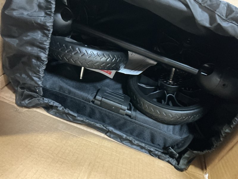 Condition photo showing Good Condition for newyoo glidetow tr18m travel stroller, compact foldable baby stroller with retractable handle and cup holder, one-hand fold, near flat recline seat, black black stroller
