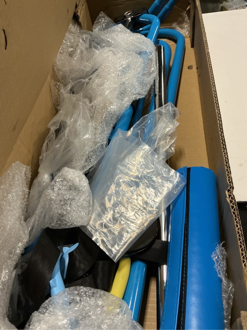 Condition photo showing As Is for Safly Fun Foldable Gymnastics Bar for Kids, Adjustable 35"-51", Sturdy 145 lbs Capacity, Easy-to-Assemble, Gymnastics Equipment for Kids for Indoor/Outdoor Training Blue Gymnastics Bar