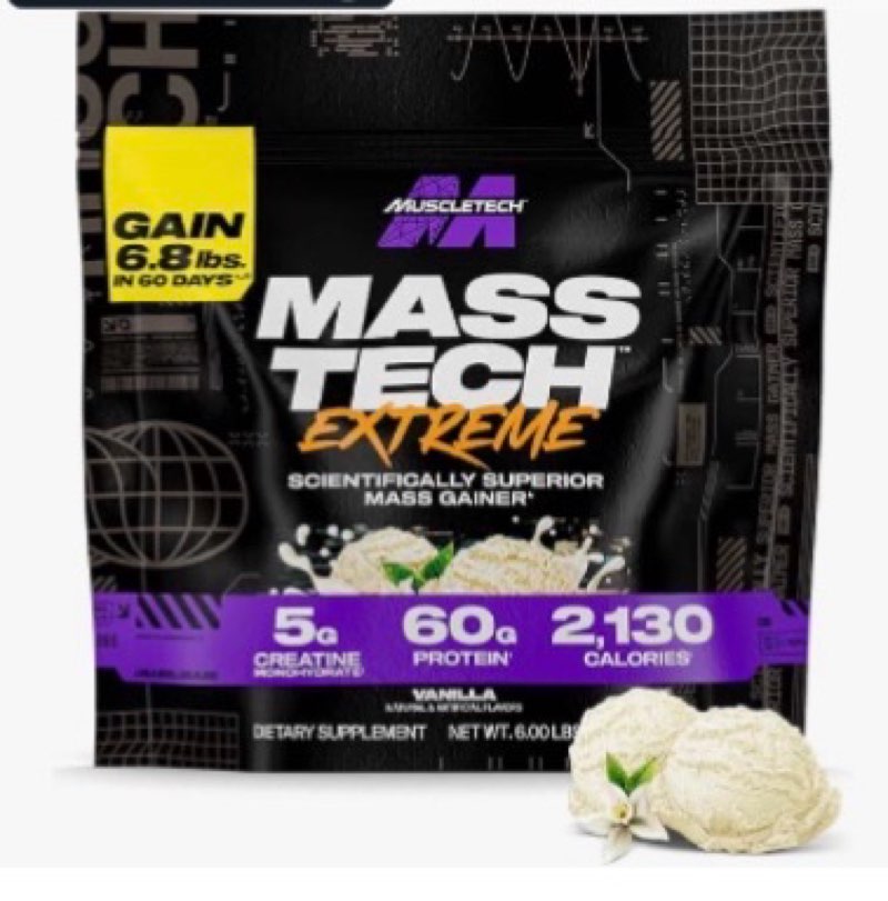 (Exp:10/MAY/2028) Muscletech High-Protein Mass Gainer (Vanilla Milkshake, 6LB) - Mass Tech Extreme 2000 Mass Gainer Pr