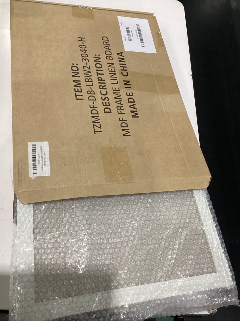 Condition photo showing Good Condition for dollar boss bulletin boards with linen 1-pack 16''x 12'' double-sided cork board for walls wood framed bulletin boards, small pin board for home kitchen office decorative hanging 10 pushpins white 16" x 12"
