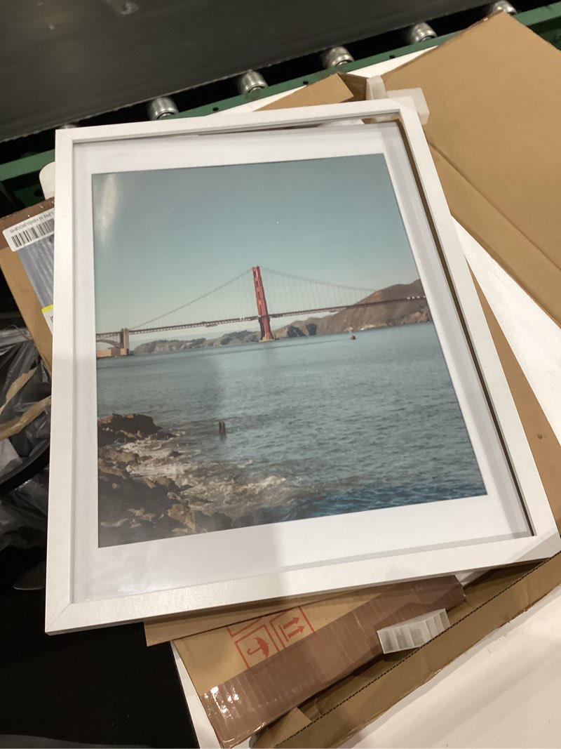 Condition photo showing As Is for metal picture frame with mat , aluminum photo frame collection