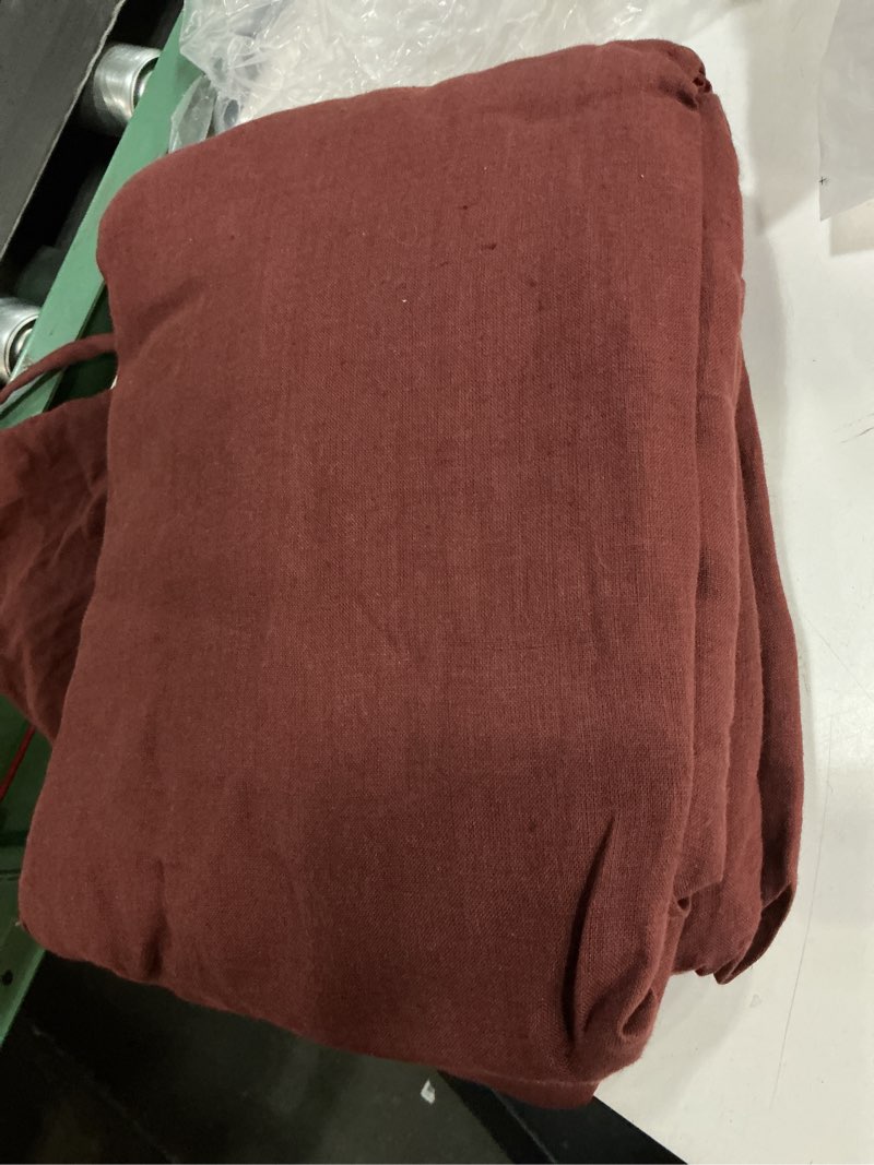 Condition photo showing As Is for quince european linen sheet set color burgundy king,set 3