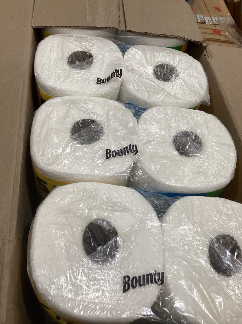 Condition photo showing New/Like New for bounty paper towels quick size, white, 16 family rolls = 40 regular rolls family 117 sheet (pack of 16)