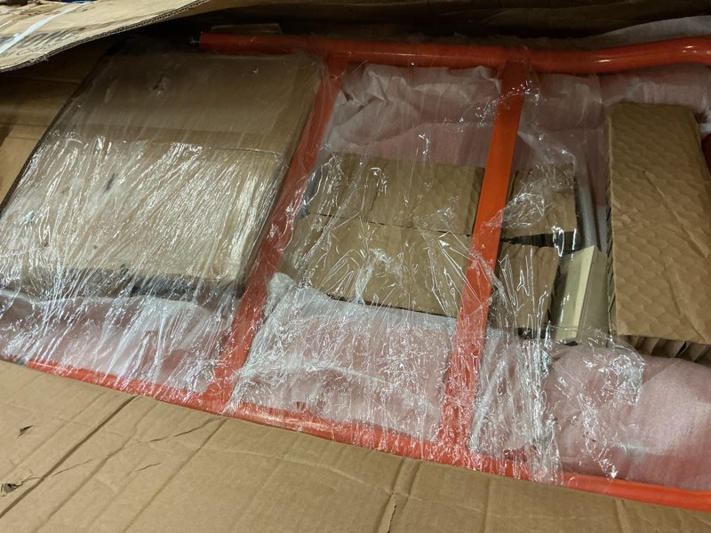 Condition photo showing Good Condition for platform cart industrial dolly cart heavy duty 60” x 30” platform hand truck push cart super heavy duty diamond plate commercial flatbed cart with 3000lb capacity 8'' moving swivel wheels (orange) 60”x 30” 3000lbs – 8” wheel - diamond plate