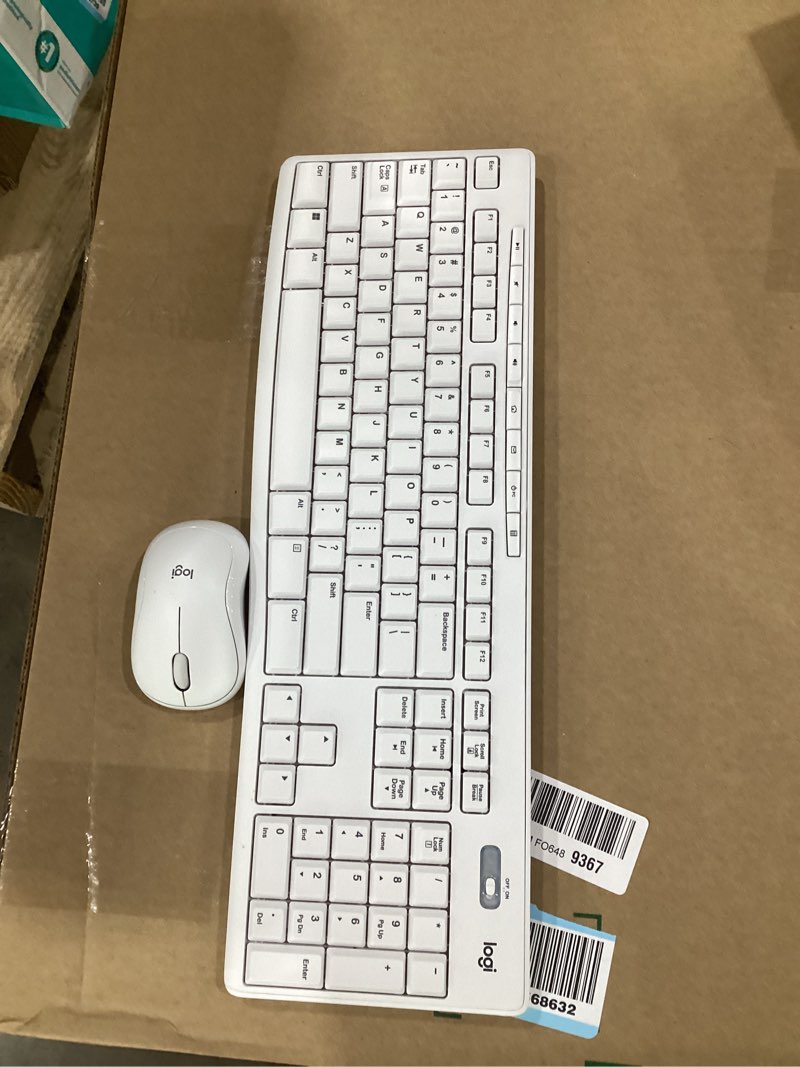 Condition photo showing As Is for Logitech MK270 Wireless Keyboard and Mouse Combo for Windows, 2.4 GHz, 8 Multimedia Keys, PC, Laptop, Wireless Keyboard Compact Mouse Combo - White Off White 1 Pack Combo