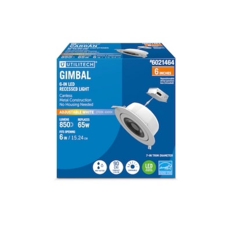 utilitech white 5-in 850 -lumens switchable white round dimmable led canless wet rated recessed downlight