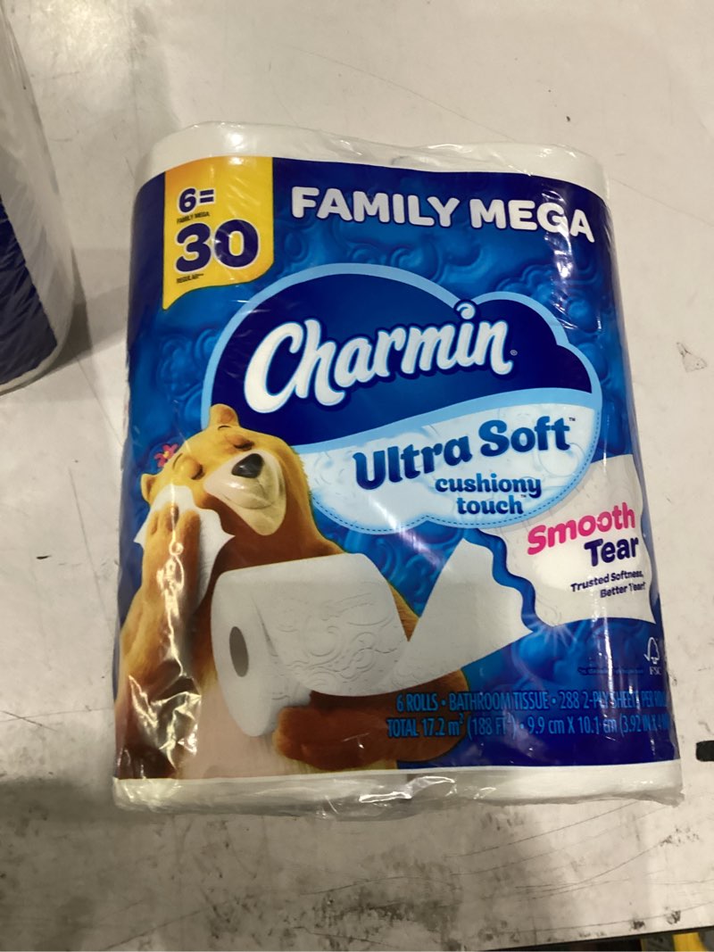 Condition photo showing New/Like New for charmin ultra soft toilet paper, 6 mega rolls = 24 regular rolls mega 6 rolls (208 sheets)