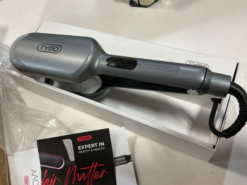 Condition photo showing Good Condition for Curling Iron Hair Crimper Waver - TYMO ROVY Beach Waves Curling Wand, Ionic Deep Waver Hair Curler Tool with Ceramic 3 Barrel for Women, Dual Voltage, Anti-Scald, Easy to Use, Grey, 1.25 Inch