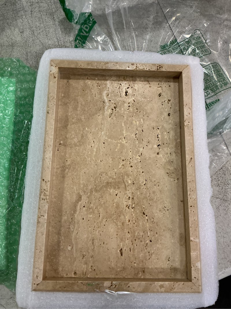 Condition photo showing New/Like New for travertine tray,bathroom vanity tray non-ceramic/non-resin,marble perfume decorative tray 12 x 8 inch (travertine)